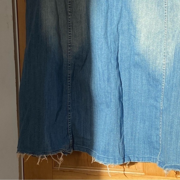 Lane Bryant Zip Front Raw Hem Distressed Denim Jean A-Line Skirt Size 28 - Picture 10 of 16